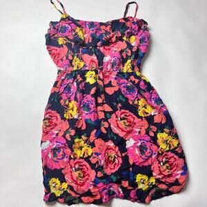 Justify Women's Thin Adjustable Strap Floral Elastic Waist Dress Sz M